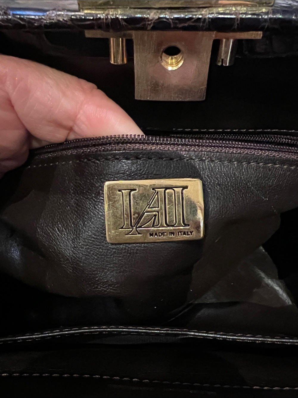 Vintage crocodile handbag chocolate brown - Picture 7 of 9